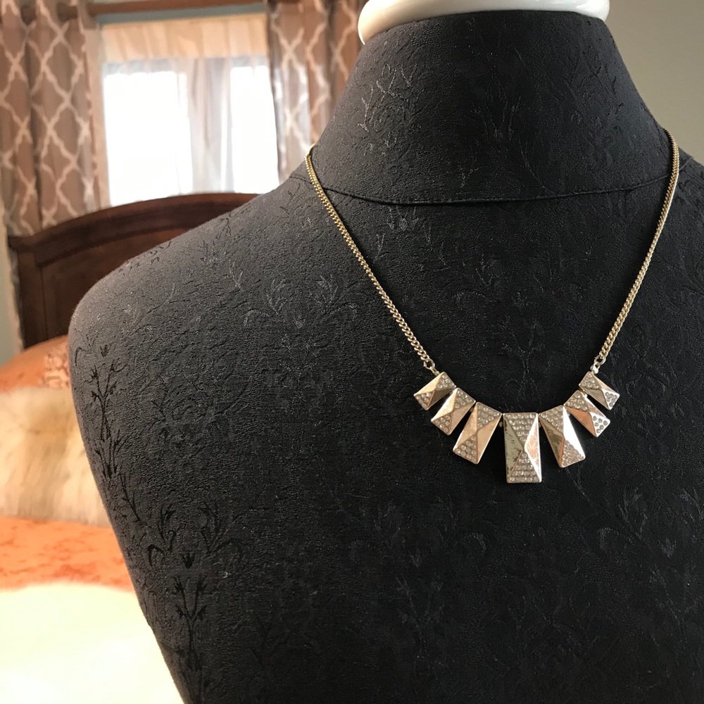 Dangling Rectangles & Rhinestones Necklace - Picture 2 of 8